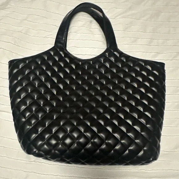 YSL Black Quilted Tote with Gold Logo - Picture 2 of 3